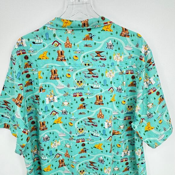 Disney Parks Life shirt men's XL WDW attractions all over printed button down - Picture 5 of 8